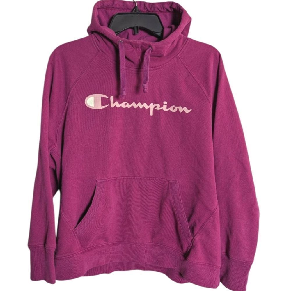 Champion Fuschia Purple Kangaroo Pocket Hoodie Sweatshirt Women L